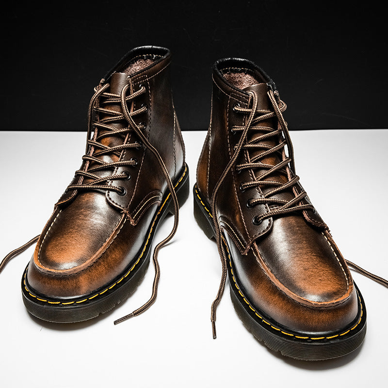 Men's Vintage Cowhide High-Top Boots